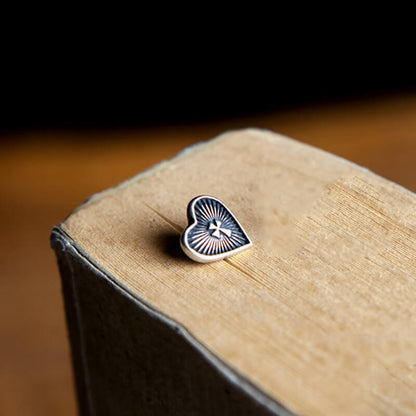 Sacred Heart Cross Sterling Silver Stud Earrings