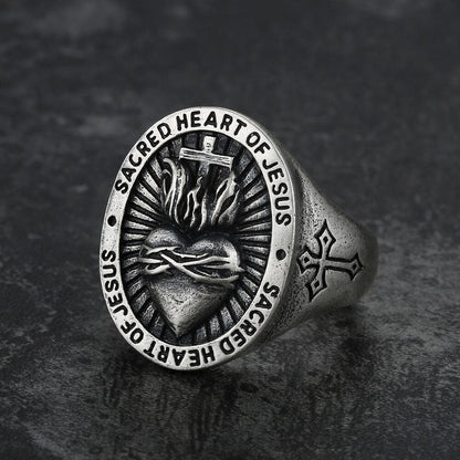 Sacred Heart of Jesus Sterling Sliver Ring