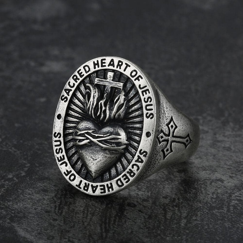 Sacred Heart of Jesus Sterling Sliver Ring