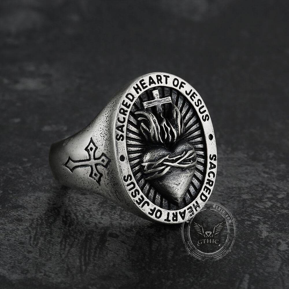 Sacred Heart of Jesus Sterling Sliver Ring
