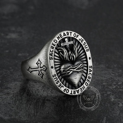 Sacred Heart of Jesus Sterling Sliver Ring