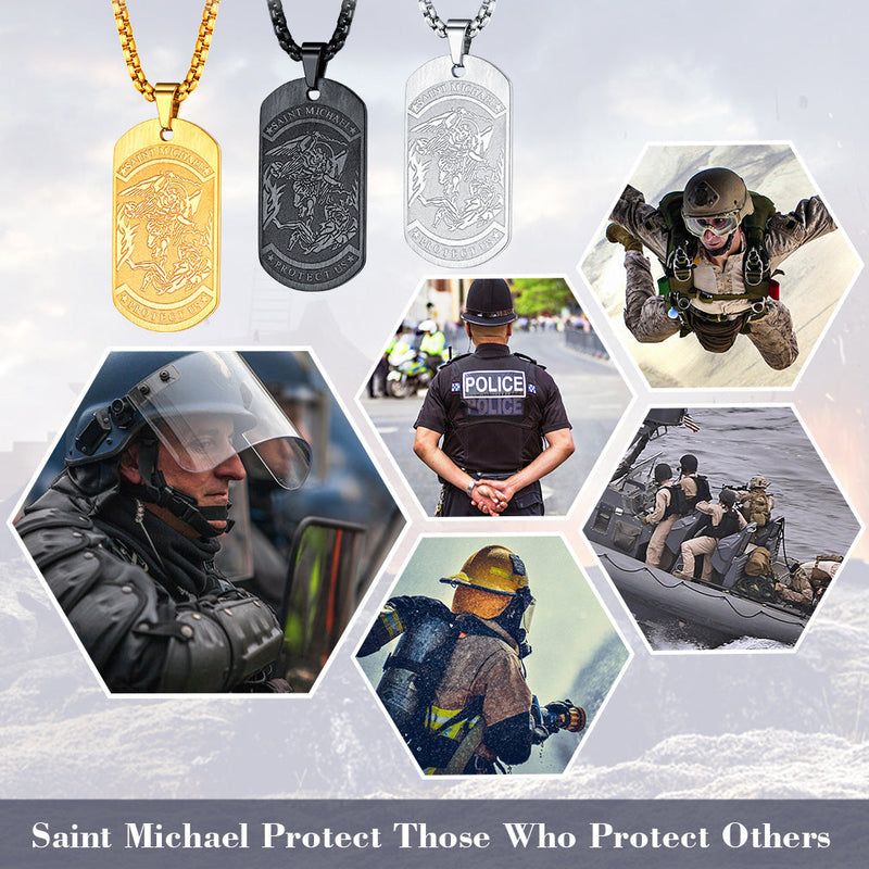 The Archangel Saint Michael Dog Tag Necklace for