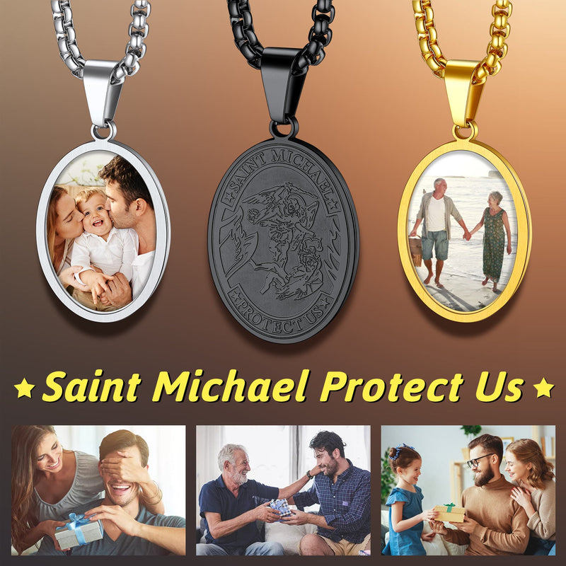 Customized Saint Michael Necklace With Picture for