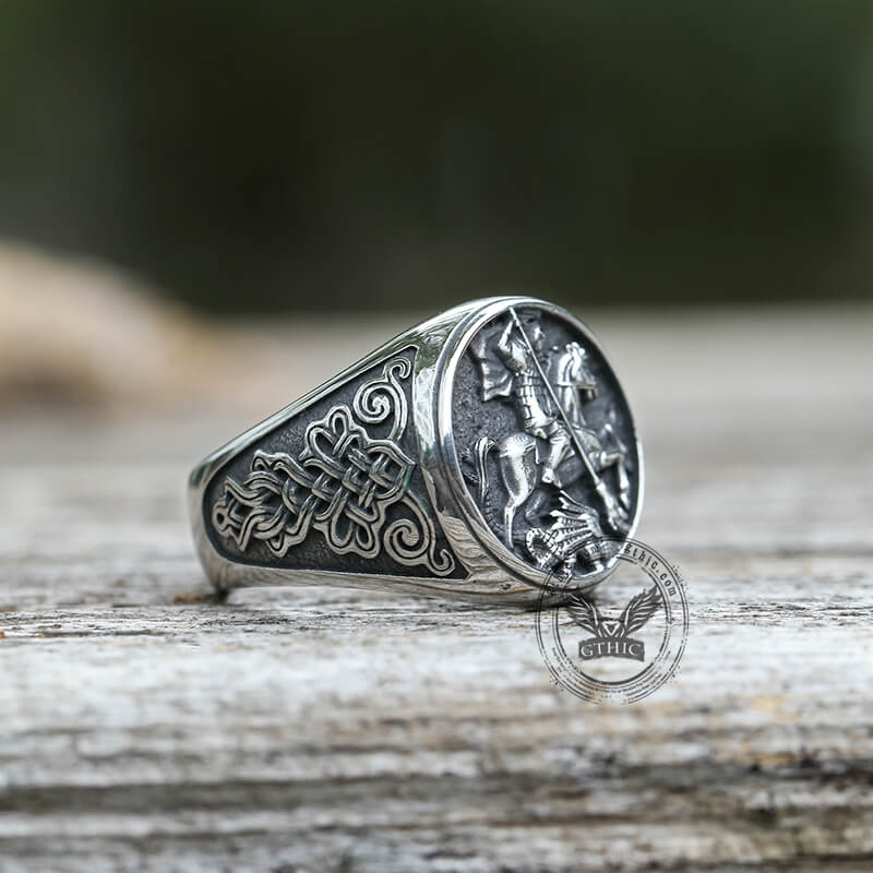 St. George and the Dragon Stainless Steel Religion Ring