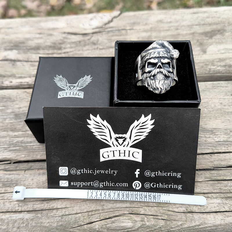 Santa Claus Skull Sterling Silver Ring