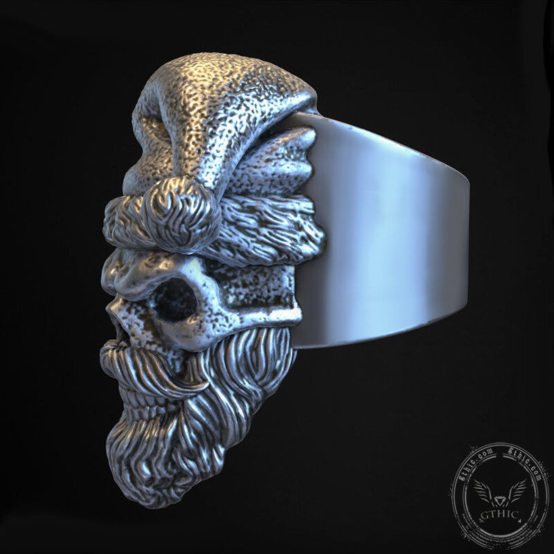 Santa Claus Skull Sterling Silver Ring