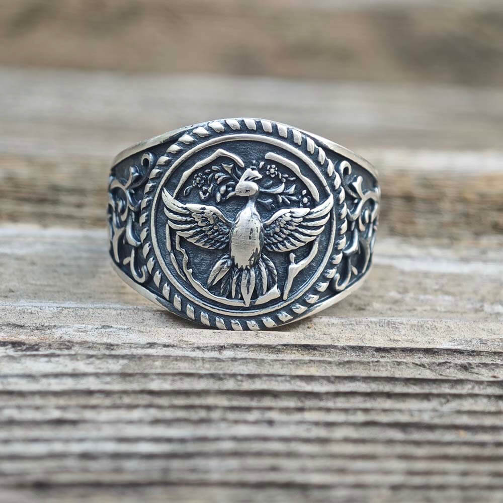 Scrolls Sterling Silver Phoenix Ring