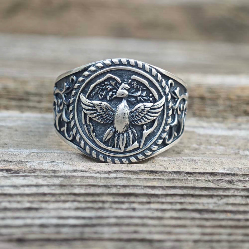 Scrolls Sterling Silver Phoenix Ring
