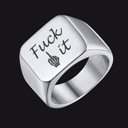 Stainless Steel Biker Signet Ring for