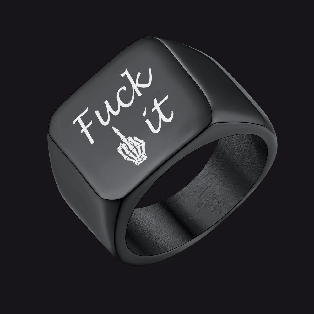 Stainless Steel Biker Signet Ring for