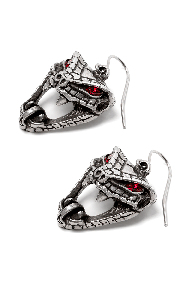 Serpent Skull Red-eye Snake Bite Dangler Earrings