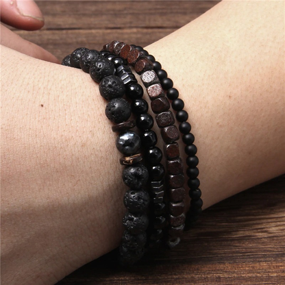 Set Bracelets Natural Stone Beads and Wood / Pulseras Bracelets