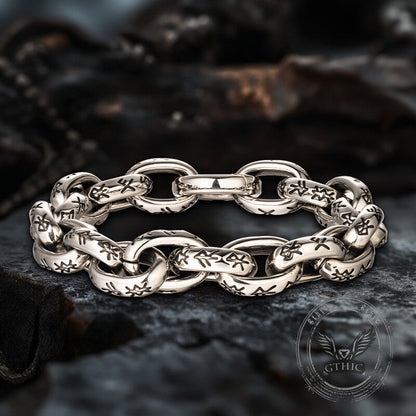 Seven Realms Seal Rune Letter Stainless Steel Viking Bracelet