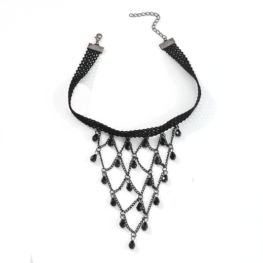Black Lace Necklace for / Short Choker Necklace / Steampunk Style Jewelry