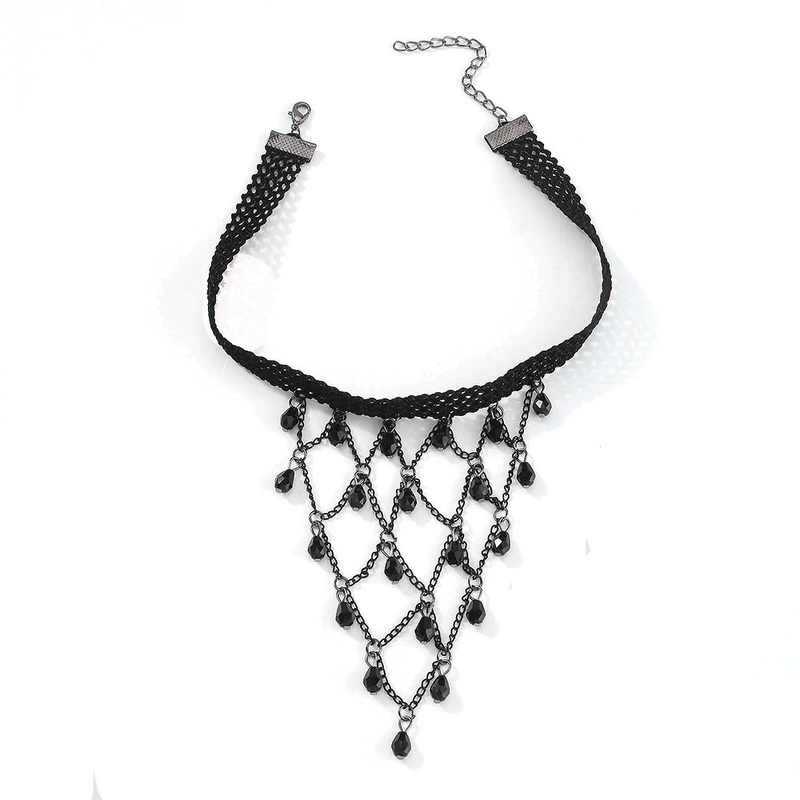 Black Lace Necklace for / Short Choker Necklace / Steampunk Style Jewelry