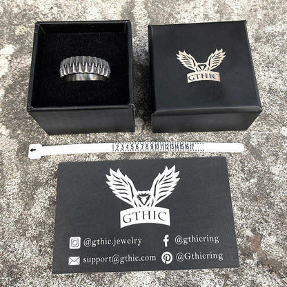 Sharp Teeth Stainless Steel Band Ring
