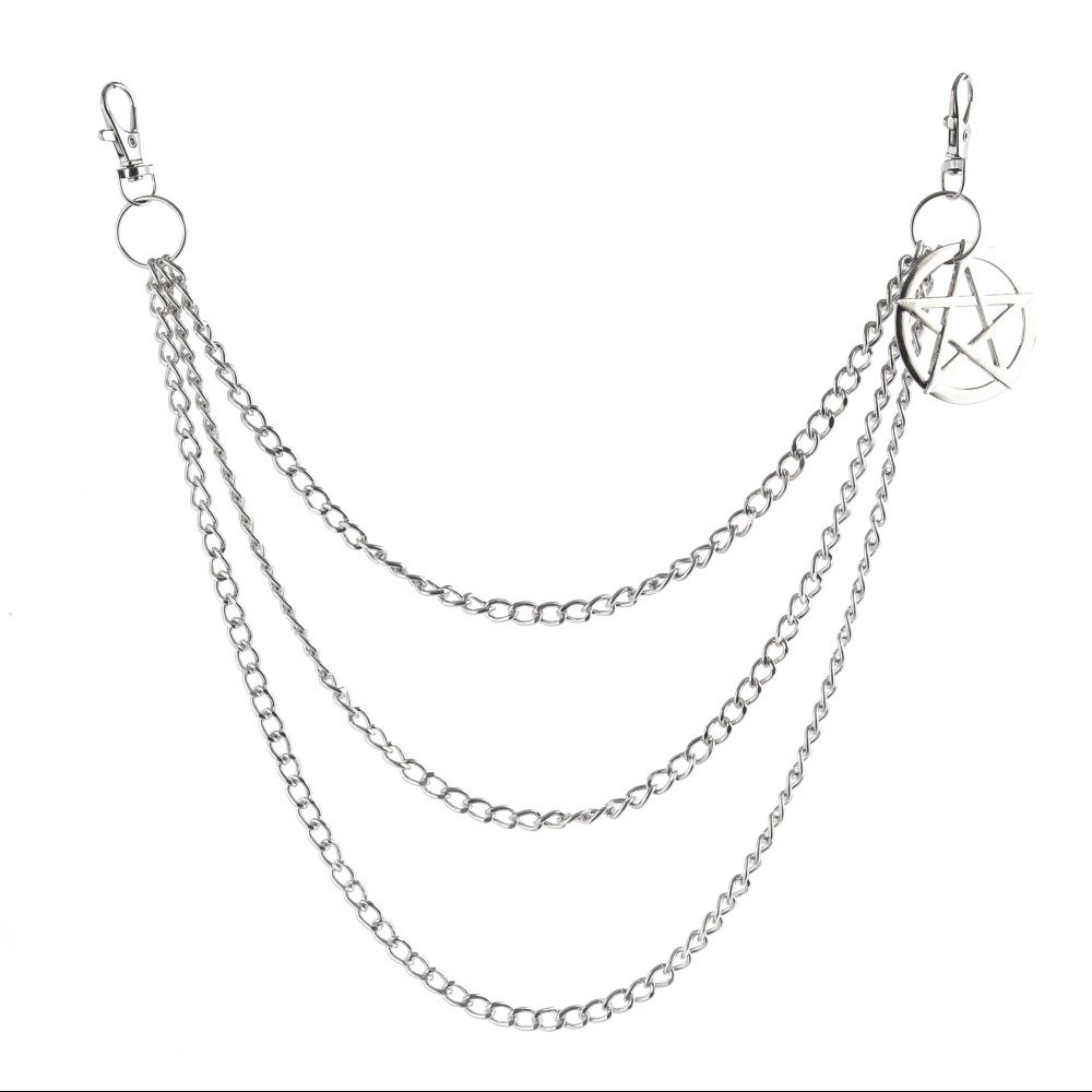 Side Chain for the Pants in Gothic Style / Pentagram Keychains for and