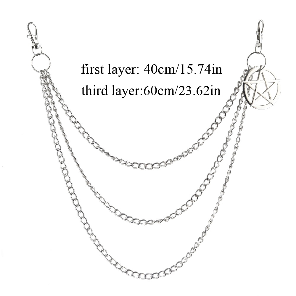 Side Chain for the Pants in Gothic Style / Pentagram Keychains for and