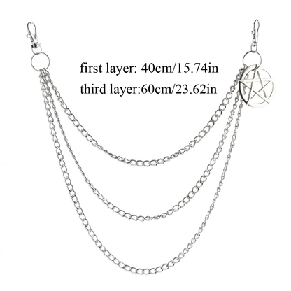 Side Chain for the Pants in Gothic Style / Pentagram Keychains for and