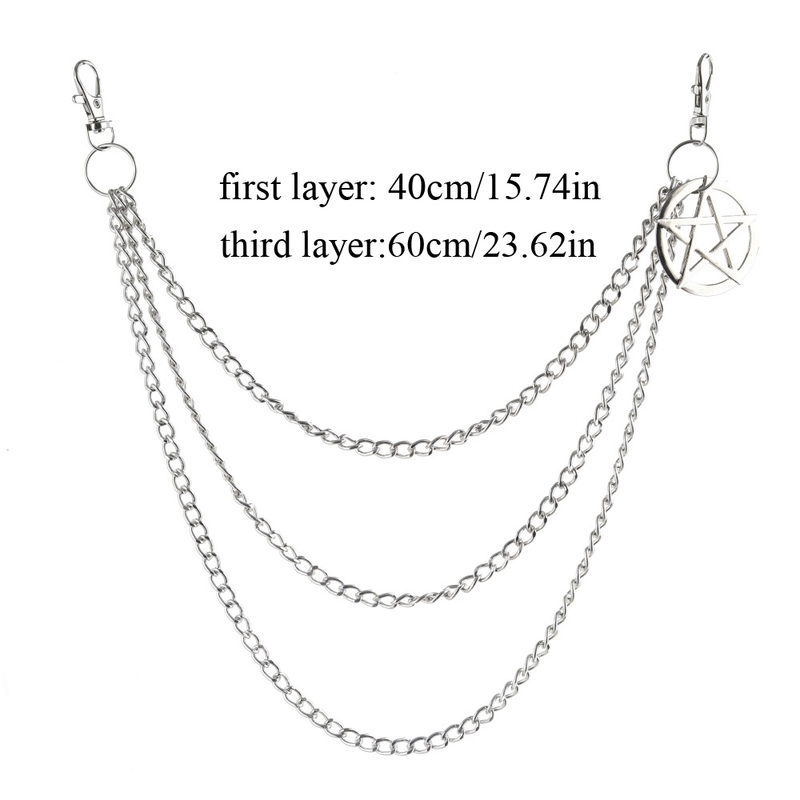 Side Chain for the Pants in Gothic Style / Pentagram Keychains for and