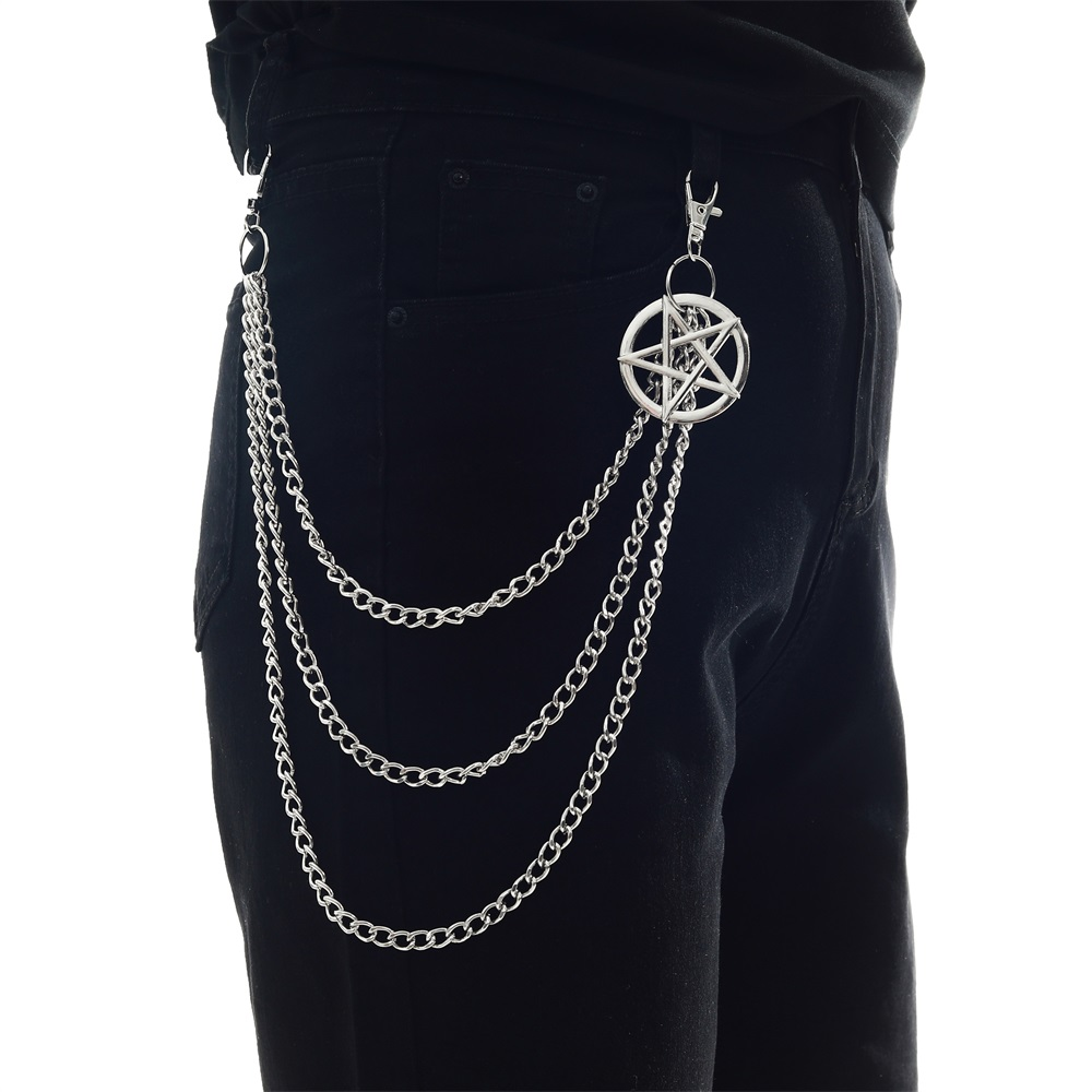 Side Chain for the Pants in Gothic Style / Pentagram Keychains for and