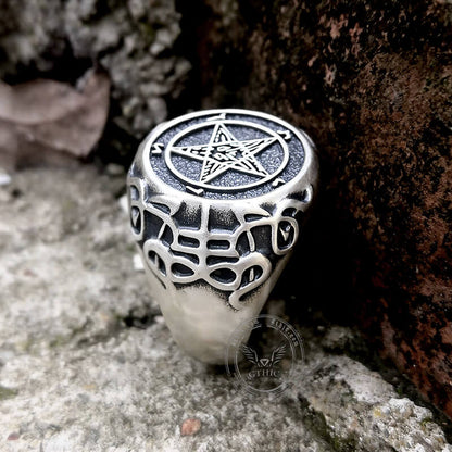 Sigil of Baphomet Sterling Silver Satan Ring