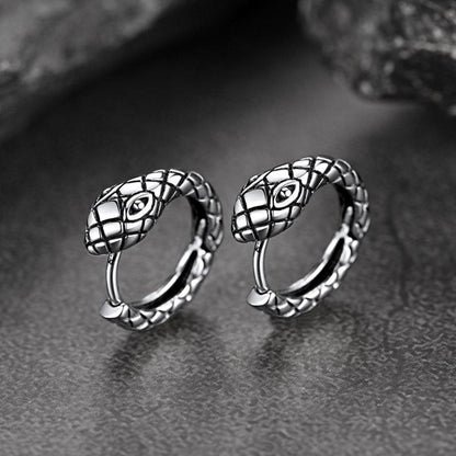 Gothic Snake Huggie Hoop Earrings for