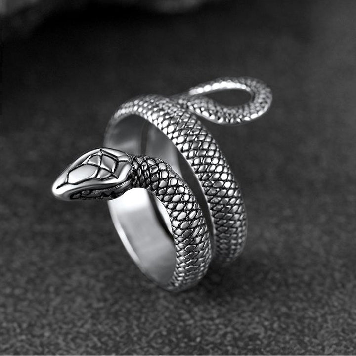 Punk Coiled Snake Stainless Steel Ring for