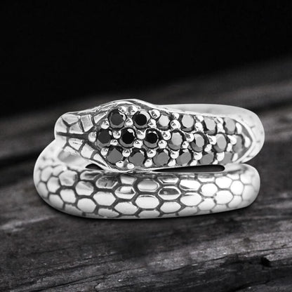 Silver Snake Sterling Silver Cz Ring