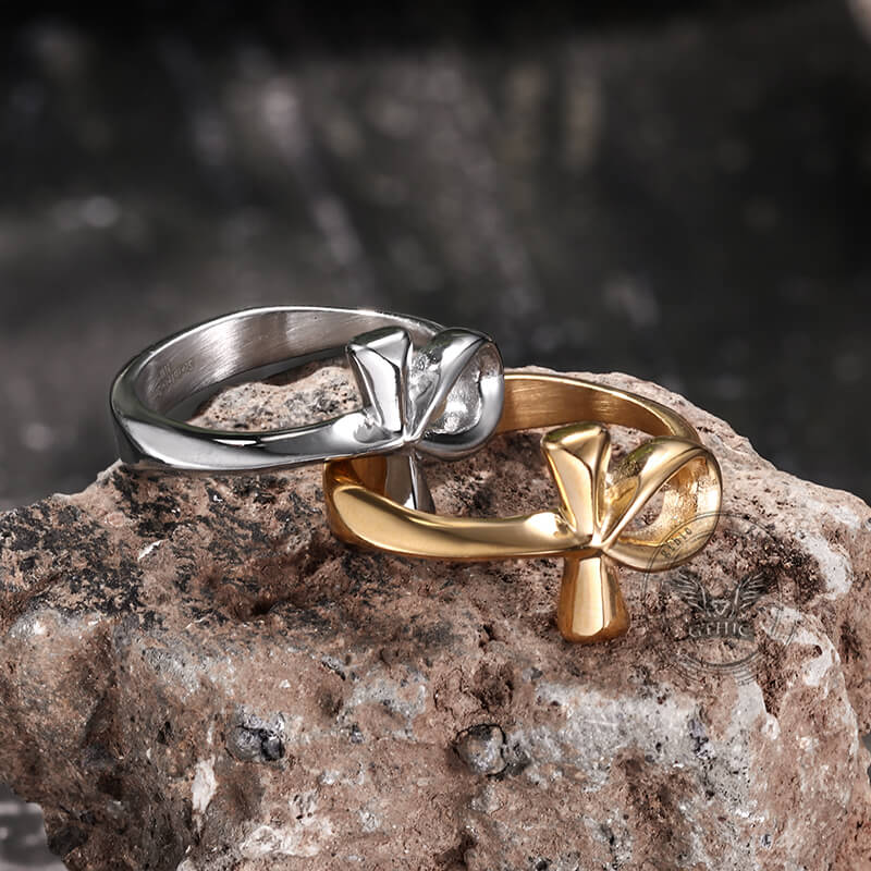 Simple Ancient Egyptian Ankh Cross Stainless Steel Ring