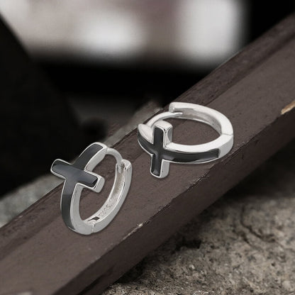 Simple Cross Sterling Silver Earrings