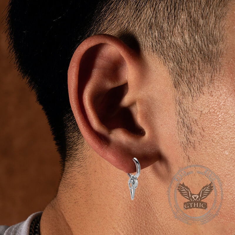 Simple Crow Head Stainless Steel Beast Drop Earrings
