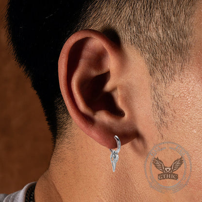 Simple Crow Head Stainless Steel Beast Drop Earrings