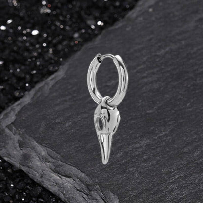 Simple Crow Head Stainless Steel Beast Drop Earrings