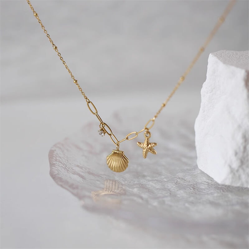 Simple Starfish Shell Stainless Steel Necklace