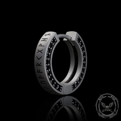 Simple Viking Runes Zircon Sterling Silver Stud Earrings