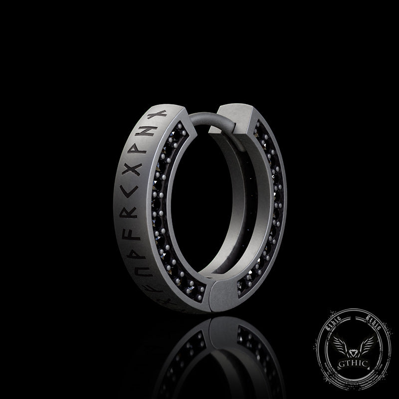 Simple Viking Runes Zircon Sterling Silver Stud Earrings
