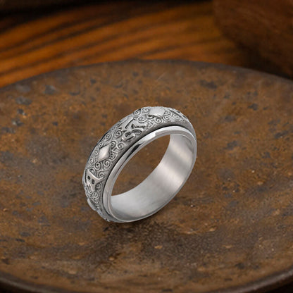 Six-character Mantra Stainless Steel Spinner Ring