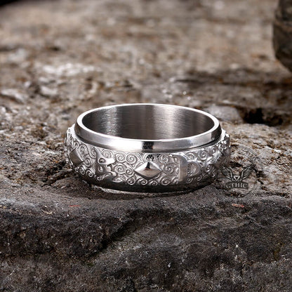 Six-character Mantra Stainless Steel Spinner Ring