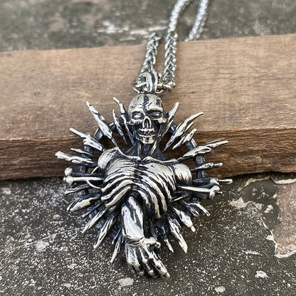 Skeleton Bones Sterling Silver Skull Pendant