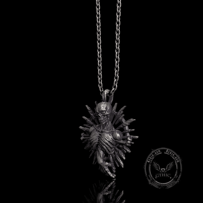 Skeleton Bones Sterling Silver Skull Pendant