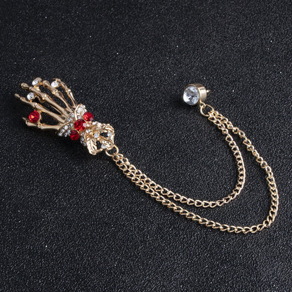 Skeleton Hand Alloy Skull Brooch