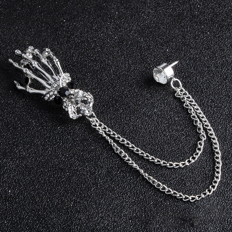 Skeleton Hand Alloy Skull Brooch