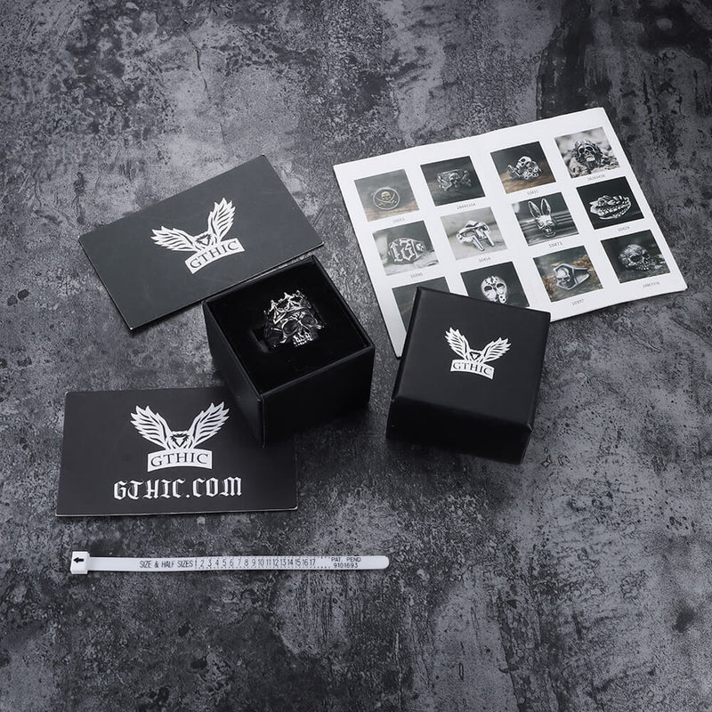 Skeleton King Crown Stainless Steel Skull Ring