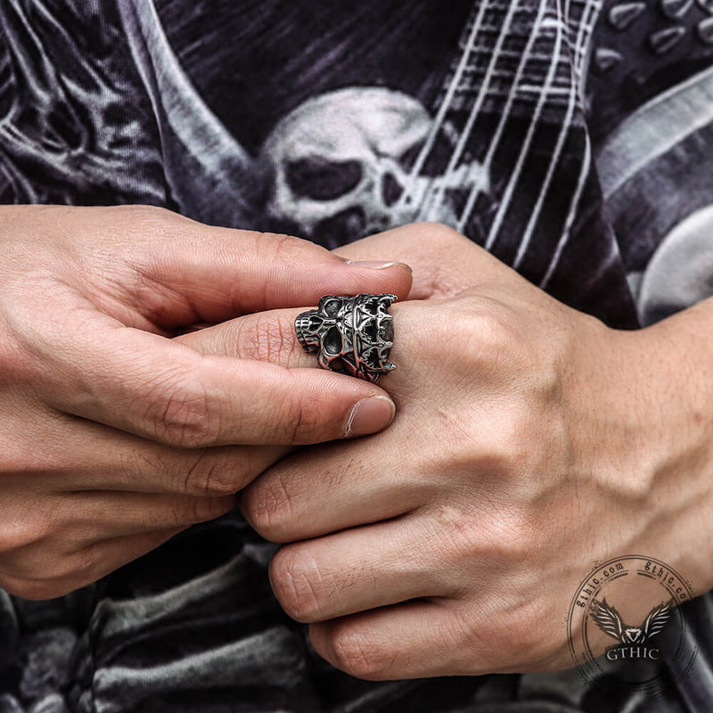 Skeleton King With Crown Sterling Silver Skull Ring