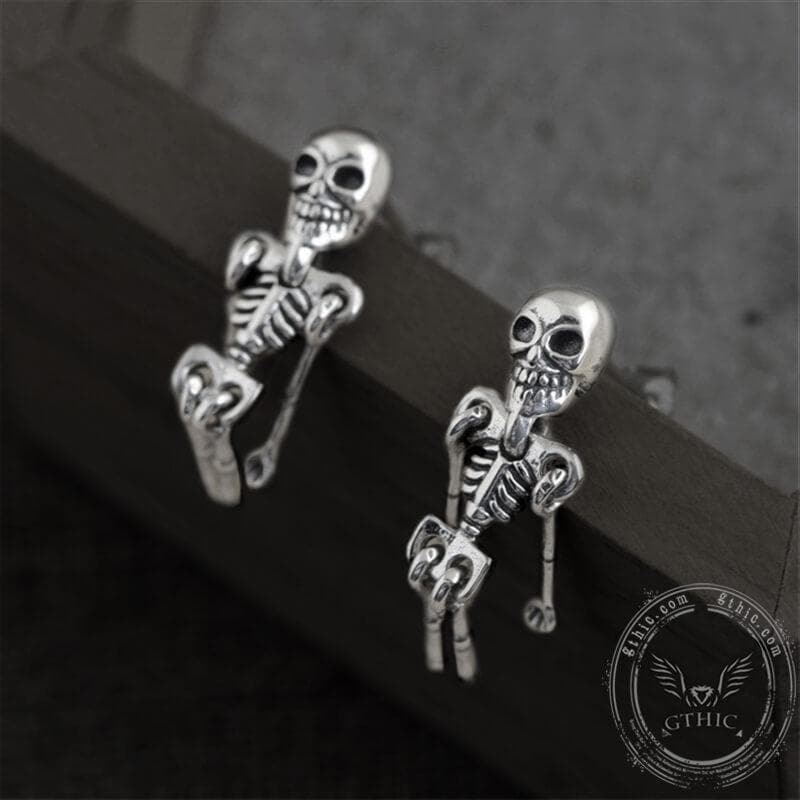 Skeleton Sterling Silver Earrings