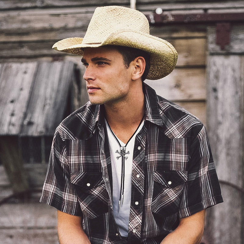 Cowboy Crossbone Skull Bolo Tie for