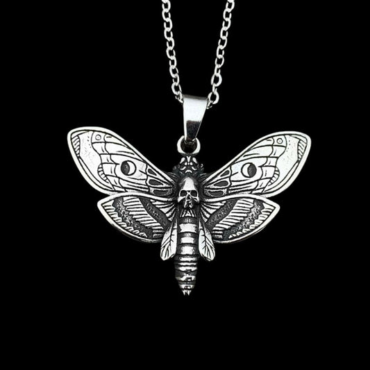 Skull Moth Butterfly Pendant