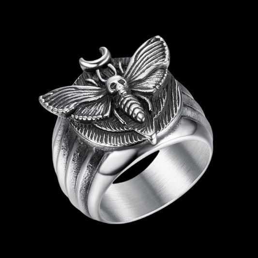 Skull Moth Butterfly Ring