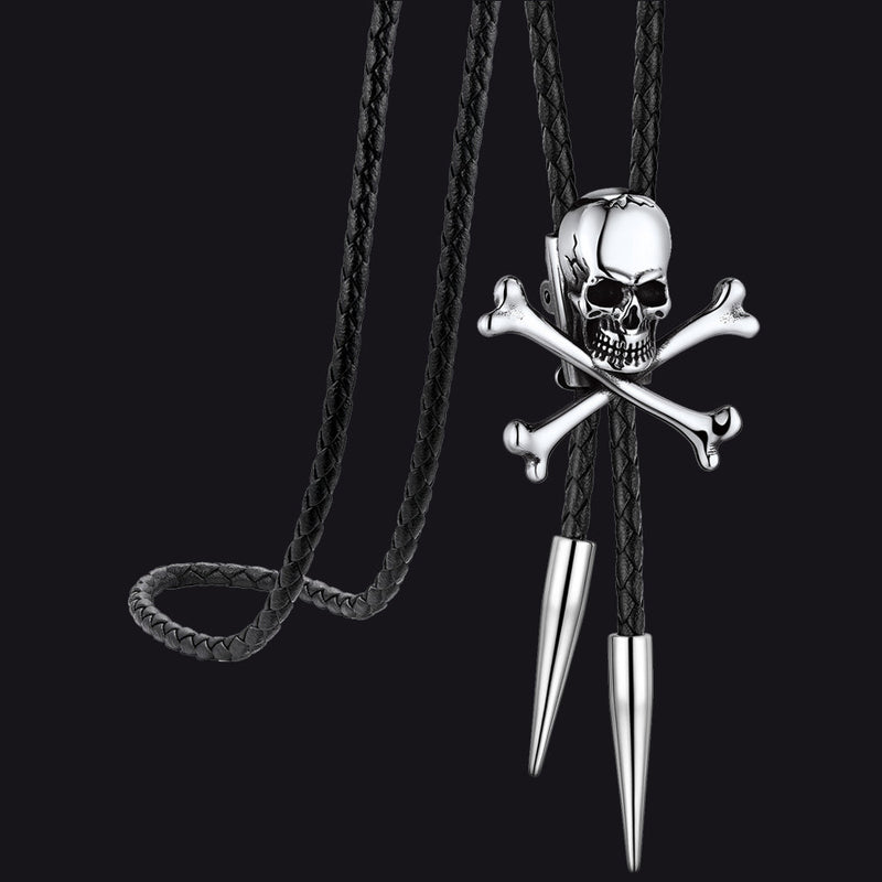 Cowboy Crossbone Skull Bolo Tie for